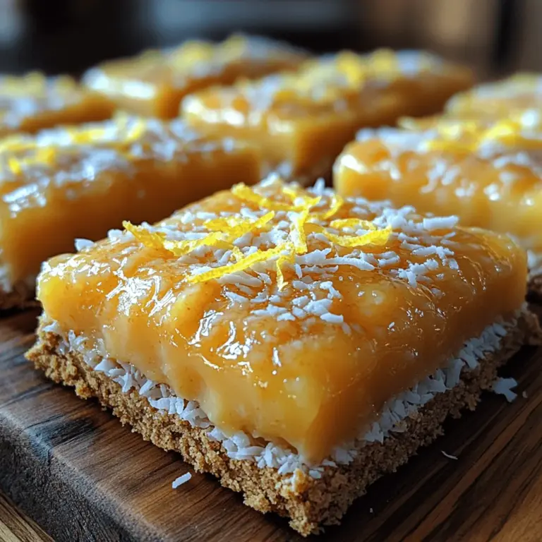 At the heart of every great dessert bar lies a solid base, and for Citrusy Coconut Bliss Bars, that base is made from graham cracker crumbs. These crumbs provide not only structure but also a subtle sweetness that pairs beautifully with the tangy lemon filling. When combined with melted butter, the crumbs transform into a crumbly yet cohesive layer that serves as the perfect canvas for the rest of the ingredients.