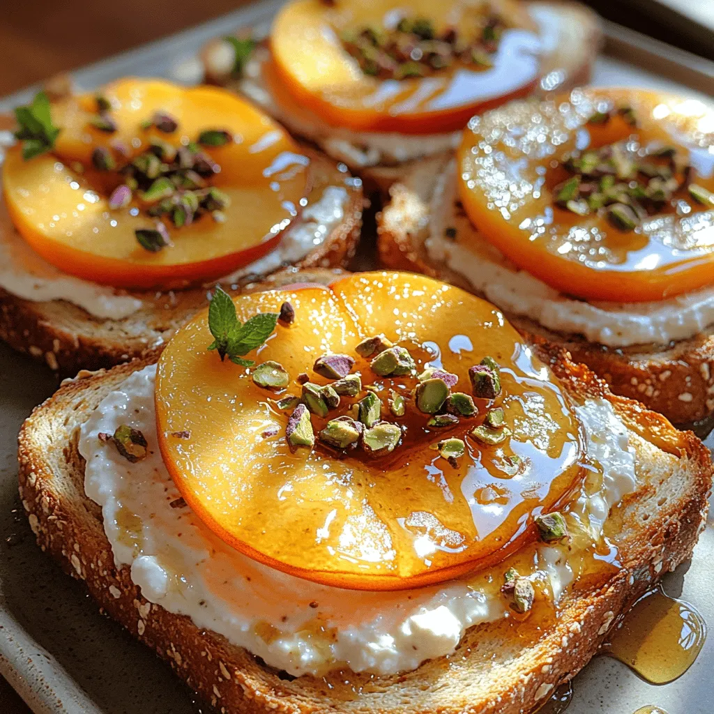 If you're on the hunt for a delightful dish that perfectly captures the essence of summer, look no further than Peach Honey Ricotta Toast. This vibrant and visually appealing recipe showcases the natural sweetness of fresh peaches, complemented by the creamy richness of ricotta cheese and the delightful drizzle of honey. Whether you're serving it for breakfast, brunch, or as a light dessert, this toast elevates any meal with its harmonious blend of flavors and textures.