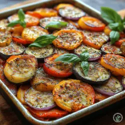 Baked Summer Ratatouille is a vibrant and flavorful dish that embodies the essence of summer produce. This classic French recipe combines a medley of fresh vegetables, creating a comforting yet healthy meal perfect for any occasion. The beauty of ratatouille lies not only in its colorful presentation but also in its versatility, making it an ideal choice for both casual family dinners and elegant gatherings. Whether you are a seasoned cook or a novice in the kitchen, this recipe is approachable and rewarding, making it a must-try during the warm months.