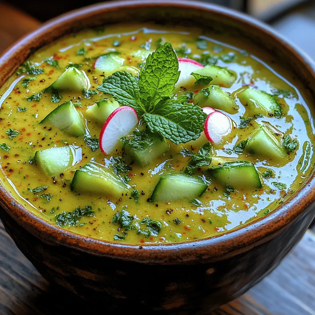 Cucumbers are the star ingredient in the Chilled Cucumber Avocado Bliss, and for good reason. They are composed of about 95% water, making them one of the most hydrating vegetables available. This high water content not only helps keep you hydrated during those hot summer days but also contributes to your overall health. Cucumbers are low in calories, rich in vitamins K and C, and contain important minerals like potassium and magnesium. Their refreshing taste and crisp texture provide a perfect foundation for this chilled soup, ensuring each spoonful is both light and revitalizing.