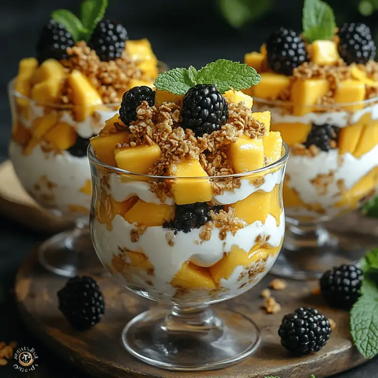Parfaits are a delightful dessert option that combines taste, nutrition, and visual appeal, making them a favorite among dessert lovers and health-conscious eaters alike. These layered treats can be customized in numerous ways, allowing you to showcase seasonal fruits, rich yogurt, and crunchy toppings. Today, we’re shining the spotlight on the vibrant combination of mangoes and blackberries, two fruits that not only stand out for their stunning colors but also bring a burst of flavor and numerous health benefits to the table.