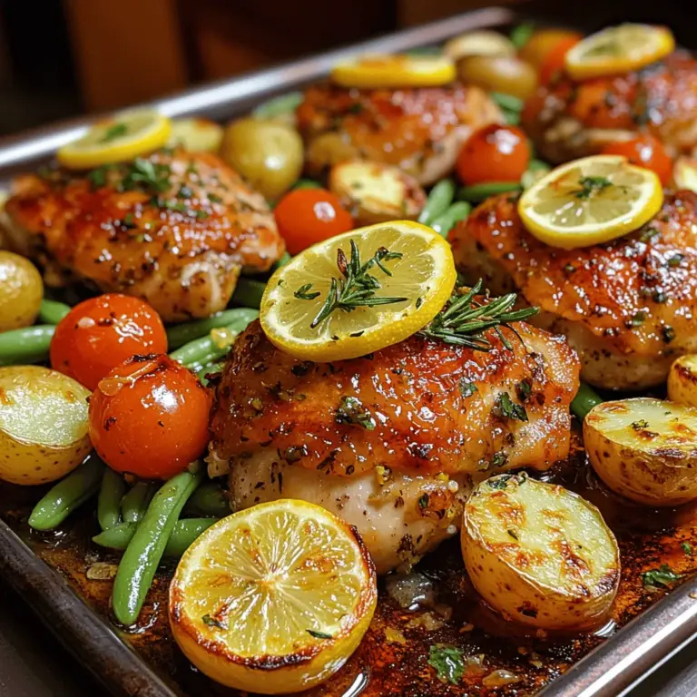 If you’re on the lookout for a simple yet flavorful dinner option, the Zesty Sheet Pan Lemon Herb Chicken is an ideal choice. This dish combines juicy chicken thighs with vibrant vegetables, all infused with a zesty lemon herb marinade that brings a burst of freshness to your dinner table. It's the perfect blend of aromatic herbs and citrusy goodness that not only tantalizes your taste buds but also uplifts your mood as the delightful aromas fill your kitchen.