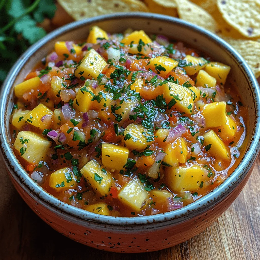 Fresh cilantro is a key aromatic component of Tropical Paradise Salsa, imparting a bright and refreshing flavor that complements the sweetness of the tropical fruits. Its unique citrusy notes enhance the overall taste, making the salsa vibrant and lively. When adding cilantro, it's essential to use fresh leaves instead of dried, as the latter lacks the same aroma and flavor profile. The freshness of cilantro can transform a simple salsa into a culinary delight, providing that essential herbaceous lift that balances the sweetness of mango and pineapple with the acidity of lime.