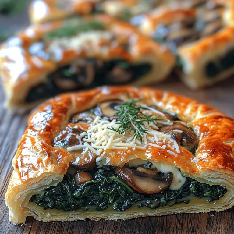 Welcome to a delightful culinary journey as we explore the Savory Mushroom and Spinach Tart, a delicious and elegant dish that perfectly combines earthy flavors with creamy textures. This tart is not just a feast for the palate but also a visual treat, making it ideal for gatherings, brunches, or even a cozy dinner at home. Its beautiful presentation and rich flavors will surely impress your guests, while also satisfying the cravings of your family.