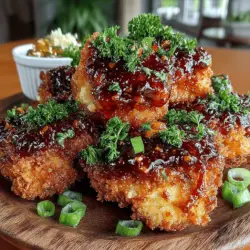 In the world of comfort food, few dishes can compete with the allure of chicken nuggets. The Sweet & Spicy Chili Honey Chicken Nuggets take this beloved classic to a new level by introducing a delightful balance of sweet and spicy flavors. This dish is not just a meal; it's an experience that caters to both the palate and the senses. The combination of honey's natural sweetness with the fiery kick of chili offers a unique twist that makes these nuggets irresistible. Whether you're serving them at a family dinner, enjoying them as a game day snack, or presenting them at a casual gathering, these nuggets promise to be a crowd-pleaser.