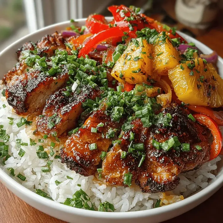 The Sweet and Spicy Pineapple Chicken Stir Fry is a vibrant dish that combines the succulent flavors of tender chicken with the tropical sweetness of fresh pineapple and the crunch of colorful bell peppers. This recipe not only tantalizes your taste buds but also provides a feast for the eyes, making it an ideal choice for busy weeknights or special gatherings when you want to impress family and friends. With its quick preparation and cooking time, this dish allows you to enjoy a flavorful meal without spending hours in the kitchen.