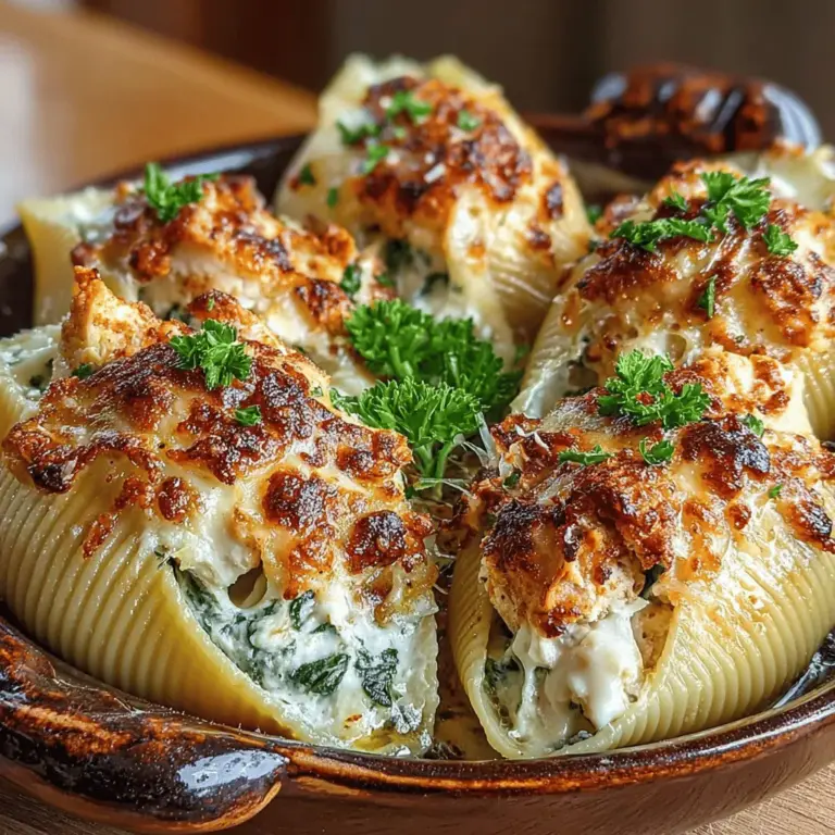 When it comes to comfort food, few dishes can match the warmth and satisfaction of Cheesy Spinach Artichoke Chicken Stuffed Shells. This delightful recipe is a perfect blend of creamy textures and savory flavors, featuring tender pasta shells generously filled with a mouthwatering mixture of shredded chicken, spinach, artichokes, and a medley of cheeses. The appeal of this dish lies not only in its rich taste but also in its versatility, making it a fantastic choice for family dinners, potlucks, or casual gatherings with friends.