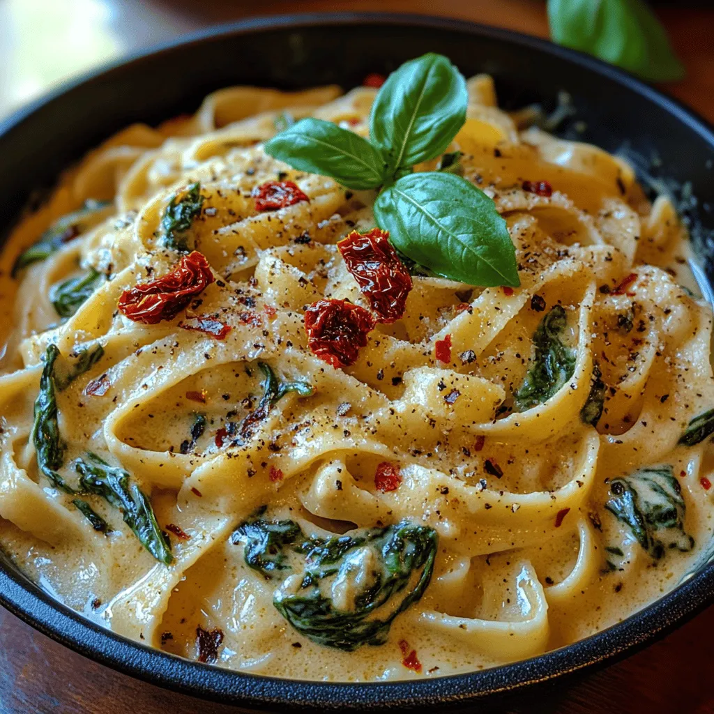 If you're on the lookout for a dish that marries convenience with rich, satisfying flavors, the Creamy Spinach Pasta Skillet is a standout choice. This one-pan wonder not only simplifies your cooking process but also delivers a delightful medley of creamy textures and vibrant, fresh tastes. Imagine twirling your fork around perfectly cooked pasta, enveloped in a luscious, velvety sauce, punctuated with the earthy notes of spinach and the umami richness of Parmesan cheese. It's a dish that appeals to both the palate and the senses, making it a perfect weeknight dinner option or an impressive dish to serve on special occasions.