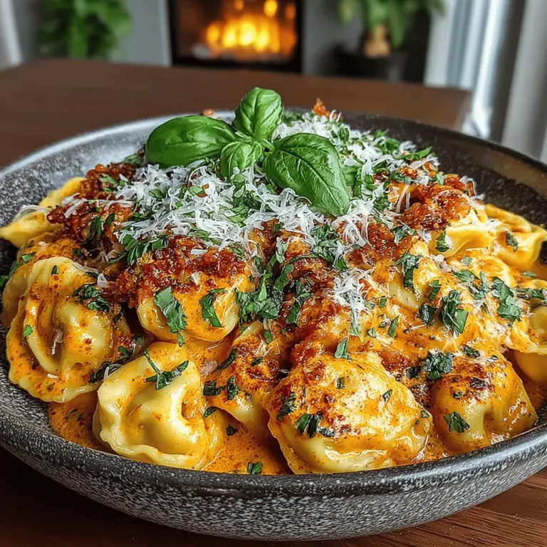 Creamy Roasted Red Pepper Tortellini is not just a dish; it's a delightful embrace of flavors that brings comfort to the dining table. This sumptuous pasta dish features tender cheese-filled tortellini enveloped in a velvety sauce made from roasted red peppers, garlic, and cream. With its rich texture and vibrant color, this recipe is sure to impress both family and guests alike. The combination of these ingredients creates a symphony of taste that perfectly balances richness and freshness, making it a go-to meal for any occasion.