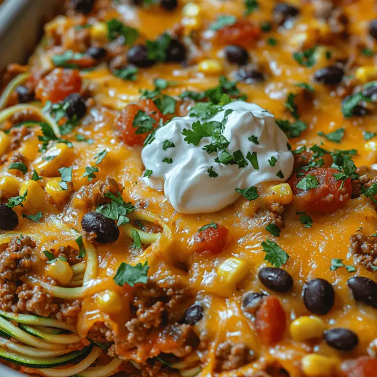 In recent years, zoodles—zucchini noodles—have surged in popularity as a nutritious alternative to traditional pasta. This trend reflects a growing awareness of health-conscious eating, with many home cooks seeking to reduce their carbohydrate intake while still enjoying comforting and satisfying meals. Enter the Cheesy Taco Zoodle Casserole, a delightful dish that combines the beloved flavors of tacos with the health benefits of zucchini. This casserole is not only a feast for the taste buds but also a wholesome option for families, meal prepping, and gatherings.
