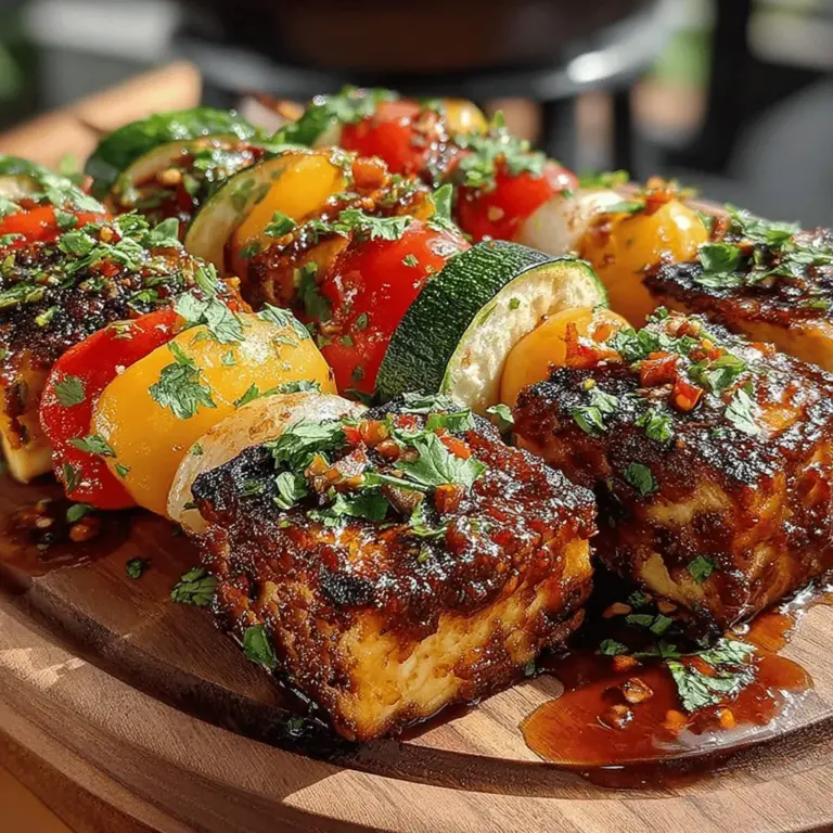When it comes to grilling, few dishes can match the vibrant appeal and tantalizing flavors of Sizzling Chili Garlic Grilled Tofu Skewers. This dish not only delivers an explosion of spicy, sweet, and savory flavors but also showcases a medley of colorful vegetables that make it a feast for the eyes as well as the palate. With its smoky aroma and mouthwatering taste, this recipe stands out as an enticing meal for everyone—whether you're a vegan, a vegetarian, or simply someone looking to incorporate more plant-based options into your diet.