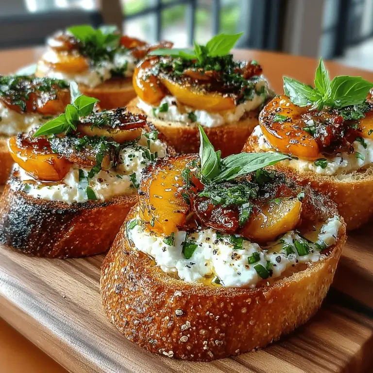 Crostini, the delightful Italian appetizer made from toasted bread, serves as a blank canvas for a multitude of toppings. This versatile starter can be enjoyed at any gathering, allowing for creativity and personal flair in flavor combinations. Among the myriad of topping options, Peach & Ricotta Crostini stands out as a particularly enticing choice. This recipe combines the luscious sweetness of ripe peaches with the creamy richness of ricotta, creating a harmonious blend that is sure to impress your guests. Perfect for summer parties, casual brunches, or any festive occasion, this dish brings the essence of the season right to your table.