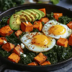 In the quest for a wholesome and invigorating breakfast, the Sweet Potato & Kale Breakfast Skillet stands out as a vibrant and nutritious option. This dish beautifully marries the natural sweetness of sweet potatoes with the robust, earthy flavor of kale, creating a meal that is not only delicious but also visually appealing. Filled with bright colors and rich textures, this breakfast skillet is a feast for both the eyes and the palate. As you embark on your culinary journey, you'll discover that this recipe is packed with essential vitamins and minerals, making it an excellent way to kickstart your day.