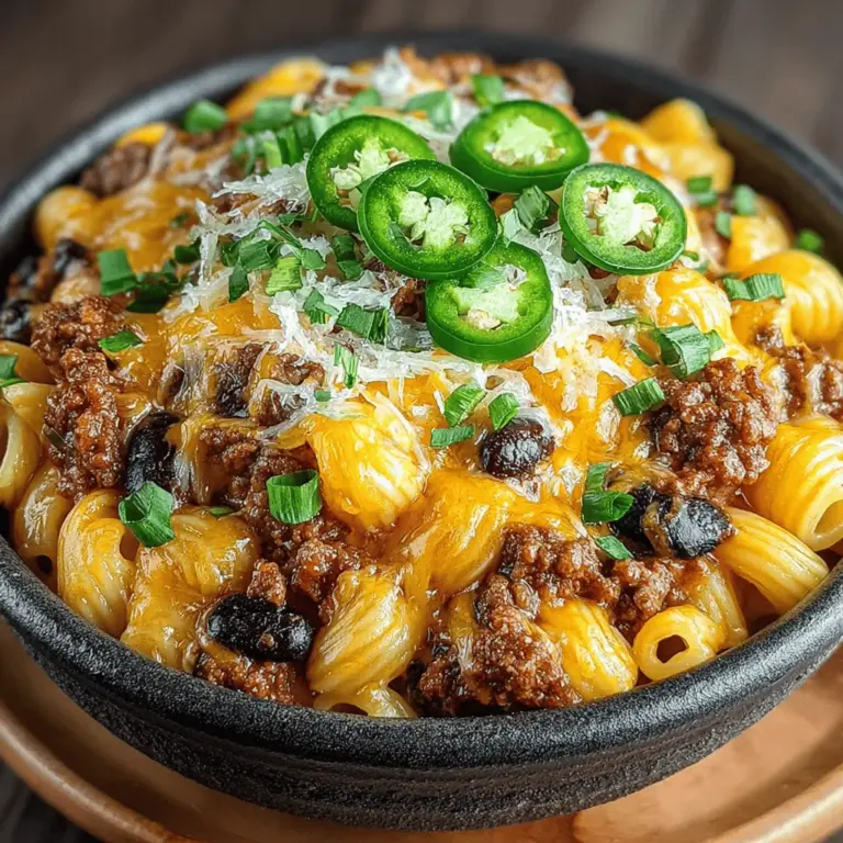Chili Cheese Mac Bliss is the ultimate comfort food that perfectly marries the creamy richness of macaroni and cheese with the hearty, zesty flavors of chili. This delightful dish not only satisfies the hunger pangs of a busy family but also serves as a crowd-pleaser during gatherings and potlucks, making it a staple in many households. The beauty of this recipe lies in its simplicity; it requires minimal preparation while delivering maximum flavor. With the perfect blend of spices, tender pasta, and gooey cheese, Chili Cheese Mac Bliss promises to be a hit at any dining table.