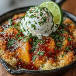 To create the perfect peach filling for your Zesty Spicy Lime Peach Cobbler, it’s essential to balance the sweetness of the peaches with the zingy lime and a touch of spice. Start by ripe, juicy peaches—preferably fresh, but you can also opt for frozen if they’re out of season.