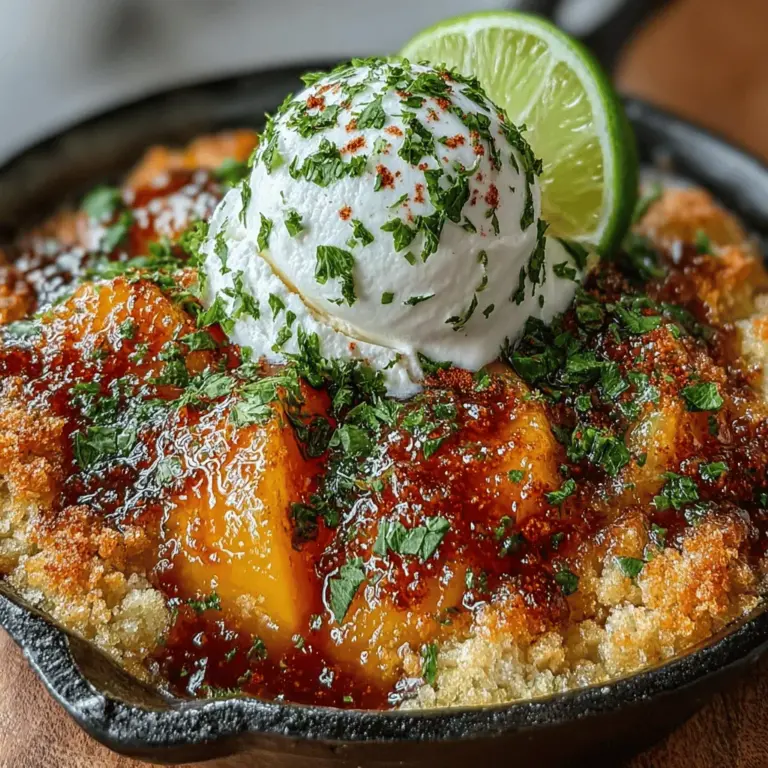 To create the perfect peach filling for your Zesty Spicy Lime Peach Cobbler, it’s essential to balance the sweetness of the peaches with the zingy lime and a touch of spice. Start by ripe, juicy peaches—preferably fresh, but you can also opt for frozen if they’re out of season.