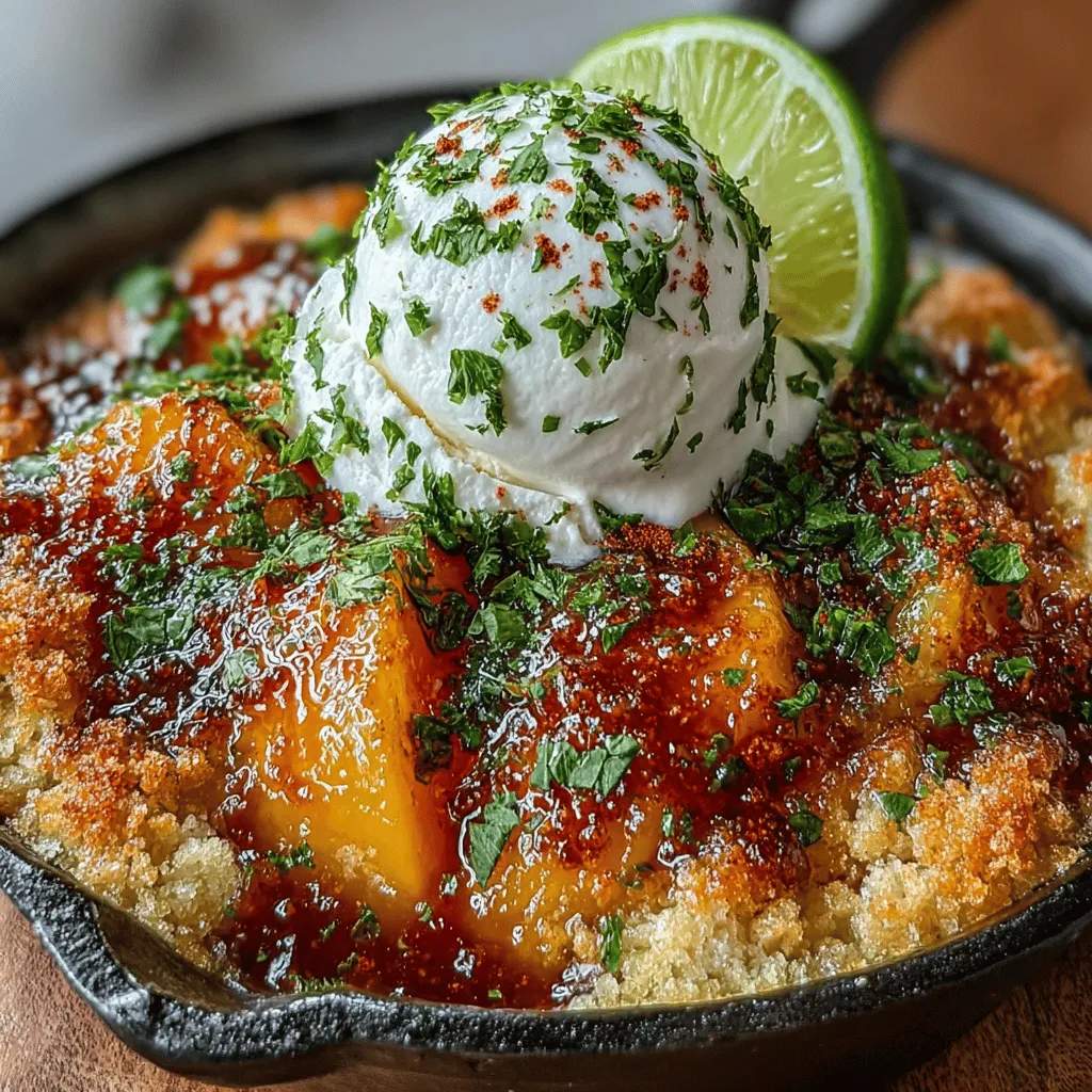 To create the perfect peach filling for your Zesty Spicy Lime Peach Cobbler, it’s essential to balance the sweetness of the peaches with the zingy lime and a touch of spice. Start by ripe, juicy peaches—preferably fresh, but you can also opt for frozen if they’re out of season.