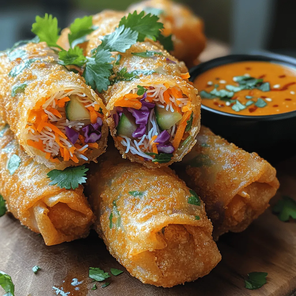 Crispy Thai Veggie Spring Rolls are a culinary delight that encapsulates the essence of Thai cuisine, combining fresh ingredients and vibrant flavors in a light and crispy package. These spring rolls are not just an appetizer; they are a celebration of color, texture, and taste, making them an ideal choice for gatherings, parties, or even as a satisfying snack. With their golden, crunchy exterior and a filling bursting with fresh vegetables and aromatic herbs, these spring rolls offer a unique alternative to traditional fried snacks, catering to both vegetarian and health-conscious eaters.