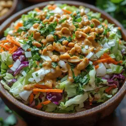 In the world of salads, few dishes can rival the vibrant appeal and satisfying crunch of Crunchy Cabbage Peanut Slaw. This dish is not just a feast for the eyes, boasting a medley of colors from crisp green and red cabbage, bright orange carrots, and the subtle green of scallions, but it also delivers an explosion of fresh flavors that tantalize the palate. The combination of textures—from the crunchy vegetables to the creamy dressing—makes it a delightful addition to any meal, whether served as a side dish or as a light main course.