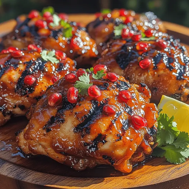 Exploring the delightful intersection of sweet and savory, this Tangy Pomegranate BBQ Chicken recipe brings a unique twist to your grilling repertoire. With the vibrant flavors of pomegranate juice balanced by soy sauce, honey, and aromatic spices, this dish promises to excite your taste buds and impress your guests. Whether you’re hosting a weekend barbecue or planning a cozy family dinner, this recipe is straightforward yet sophisticated, making it a perfect choice for any occasion.