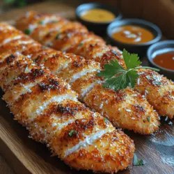 The coating of your coconut chicken strips is crucial for achieving that delightful crunch we all crave. The blend of coconut flakes and breadcrumbs not only adds flavor but also contributes to the texture. As the chicken cooks, moisture is drawn out, and the coating forms a crust. This process is known as the Maillard reaction, where proteins and sugars react under heat, resulting in that golden-brown color and crispy texture. To ensure your coating adheres properly and achieves optimal crispiness, it's essential to follow the breading process meticulously, allowing the eggs to bind the dry ingredients to the chicken effectively.