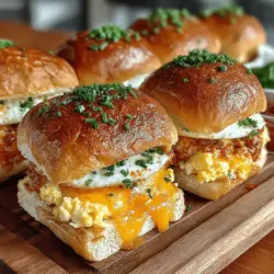 Creating the perfect Golden Sunrise Egg and Cheese Sliders isn't just about cooking; it’s also about how you layer the ingredients for maximum flavor and visual appeal. The order in which you assemble your sliders plays a crucial role in the overall taste experience. Begin by placing the fluffy, perfectly cooked egg as your bottom layer. This allows the warm egg to gently melt the cheese on top when you add it next, resulting in a delightful gooey texture that enhances each bite.