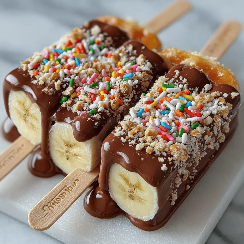 Once your banana pops are frozen solid, it's time to dip them in chocolate. Start by melting your choice of chocolate in a microwave-safe bowl or using a double boiler method. If using a microwave, heat the chocolate in short intervals, stirring between each session until it's completely smooth. This ensures that the chocolate does not burn and retains its glossy finish.