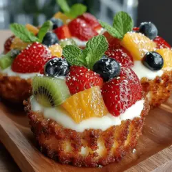 Imagine waking up to the delightful aroma of freshly baked muffins, only to discover that they are not just any ordinary muffins, but vibrant, colorful Fruit Pizza Muffins. This innovative recipe marries the beloved concept of a fruit pizza with the comforting texture of classic muffins, creating a delightful treat that is perfect for breakfast, brunch, or even a sweet dessert. Each bite offers a burst of fruity flavors, complemented by a creamy topping that elevates the overall experience. Whether you are a busy parent looking for a fun way to incorporate fruit into your family’s diet or a food enthusiast eager to try something new, these muffins are sure to impress.