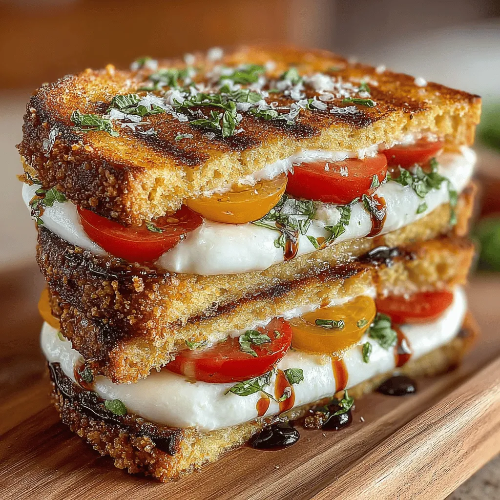 If you’re looking for a sandwich that marries the rich flavors of Italian cuisine with the wholesome goodness of grilled vegetables, the Eggplant Caprese Grilled Sandwich is your answer. This delightful twist on the classic Caprese salad showcases layers of flavor that will tantalize your taste buds. Imagine biting into perfectly grilled eggplant, juicy ripe tomatoes, creamy fresh mozzarella, and fragrant basil, all nestled between slices of crusty bread. Not only is this sandwich a feast for the senses, but it's also easy to prepare, making it an ideal option for quick lunches or relaxed dinners. Whether you’re a seasoned cook or a kitchen novice, this recipe is a versatile addition to your culinary repertoire.