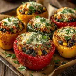 Creating the perfect filling for your mini stuffed bell peppers is where the magic begins. Start by combining cooked quinoa, black beans, corn, and spices in a large mixing bowl. It’s essential to mix thoroughly to ensure that every ingredient is evenly distributed. This will enhance the flavor profile of each bite, allowing the spices, beans, and vegetables to harmonize beautifully.