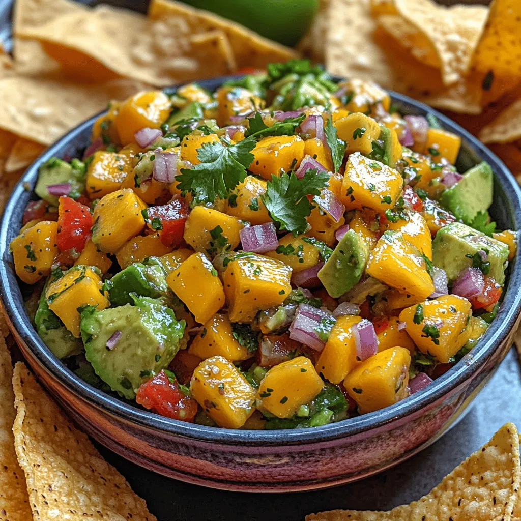 As the sun shines brightly and summer gatherings beckon, there's nothing quite like a refreshing appetizer to complement the vibrant atmosphere. Enter Tropical Paradise Mango Avocado Salsa with Crunchy Chips—a delightful combination of fresh ingredients that encapsulates the essence of sunny days and festive occasions. This salsa not only serves as a flavorful snack but also doubles as a versatile topping for grilled meats, seafood, or even tacos. Its vibrant colors and tantalizing flavors make it a visual and culinary delight, perfect for impressing guests or simply indulging in a healthy treat at home.