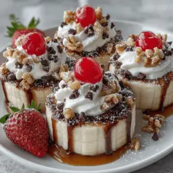 Frozen Yogurt Banana Split Disks offer a refreshing and innovative twist on the traditional banana split, merging the creamy richness of Greek yogurt with the natural sweetness of ripe bananas. These delightful disks are not only a treat for the taste buds but also a healthier alternative to conventional desserts, making them a perfect option for those who want to indulge without the guilt. The combination of flavors and textures in this recipe captures the essence of a classic dessert while providing a nutritious snack that can be enjoyed any time of the day.