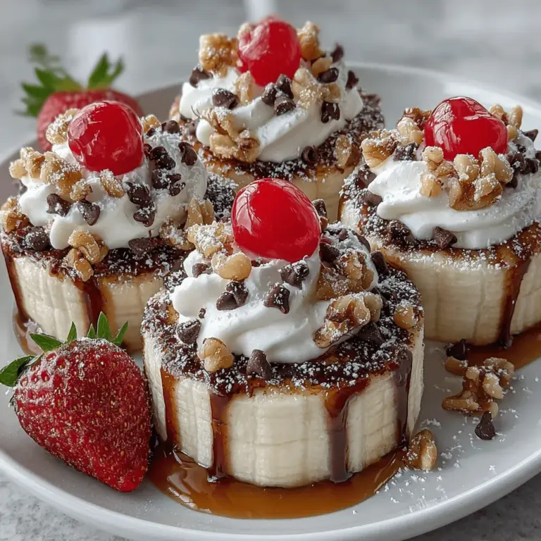 Frozen Yogurt Banana Split Disks offer a refreshing and innovative twist on the traditional banana split, merging the creamy richness of Greek yogurt with the natural sweetness of ripe bananas. These delightful disks are not only a treat for the taste buds but also a healthier alternative to conventional desserts, making them a perfect option for those who want to indulge without the guilt. The combination of flavors and textures in this recipe captures the essence of a classic dessert while providing a nutritious snack that can be enjoyed any time of the day.