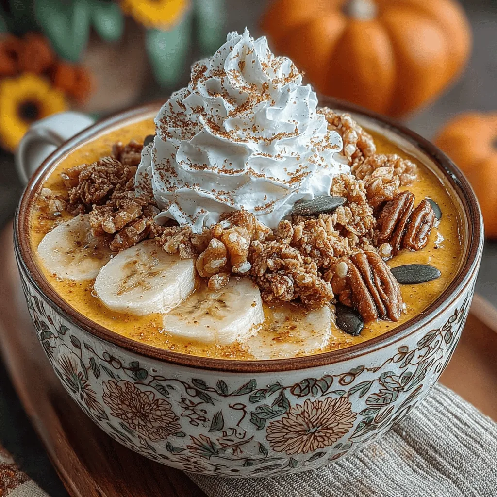 Pumpkin spice, a blend typically comprised of cinnamon, nutmeg, ginger, and cloves, is not only delicious but also packed with health benefits. The spices in this blend contain antioxidants and anti-inflammatory properties, which can help support overall health. Pumpkin itself is a nutritional powerhouse, rich in vitamins A and C, fiber, and potassium. This makes the Autumn Bliss Pumpkin Spice Smoothie Bowl not just a treat for the senses but also a wholesome addition to your diet, providing essential nutrients that support a healthy immune system and digestion.