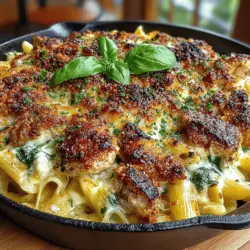 When it comes to hearty meals that please a crowd, few dishes can compete with the allure of a cheesy pasta bake. The Cheesy Spinach Chicken Pasta Bake is a perfect example of this culinary comfort, offering a delightful combination of tender chicken, vibrant spinach, and gooey cheese enveloped in a creamy pasta base. This dish is not just a feast for the taste buds; it’s also a visual treat, showcasing an inviting medley of colors and textures that makes it an ideal centerpiece for family dinners, potlucks, or meal prep.